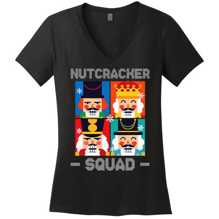 Nutcracker Squad Funny Christmas Holiday Women's V-Neck T-Shirt