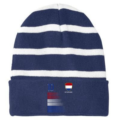 Netherlands Soccer Fans Jersey Dutch Flag Football Lovers Striped Beanie with Solid Band