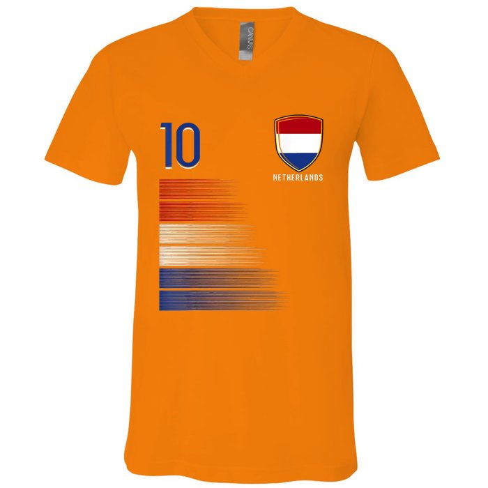 Netherlands Soccer Fans Jersey Dutch Flag Football Lovers V-Neck T-Shirt