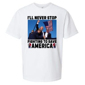 Never Stop Fighting Save America Trump Fight 2024 Shot Assassination Attem Sueded Cloud Jersey T-Shirt