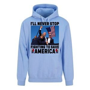 Never Stop Fighting Save America Trump Fight 2024 Shot Assassination Attem Unisex Surf Hoodie