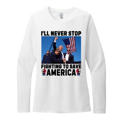 Never Stop Fighting Save America Trump Fight 2024 Shot Assassination Attem Womens CVC Long Sleeve Shirt