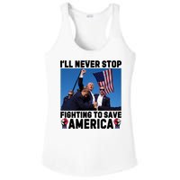 Never Stop Fighting Save America Trump Fight 2024 Shot Assassination Attem Ladies PosiCharge Competitor Racerback Tank