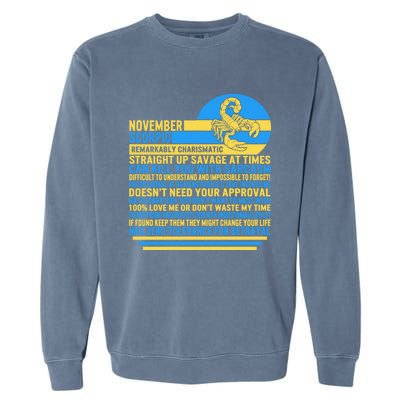 November Scorpio Facts Zodiac Sign Sunflower Astrology Lover Meaningful Gift Garment-Dyed Sweatshirt