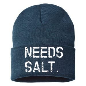 Needs Salt Funny Cooking Chef Gift Sustainable Knit Beanie