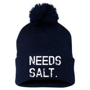 Needs Salt Funny Cooking Chef Gift Pom Pom 12in Knit Beanie