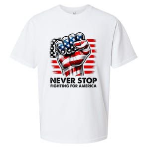 Never Stop Fighting For America Trump Stronger Sueded Cloud Jersey T-Shirt