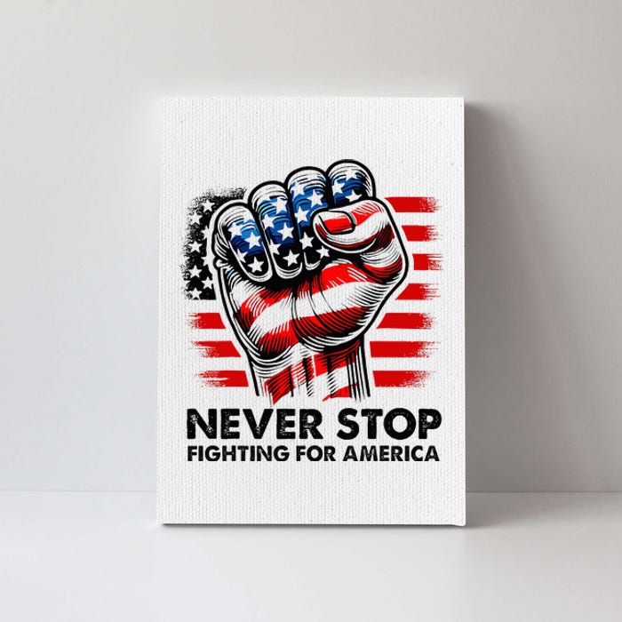 Never Stop Fighting For America Trump Stronger Canvas