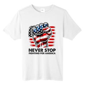 Never Stop Fighting For America Trump Stronger Tall Fusion ChromaSoft Performance T-Shirt