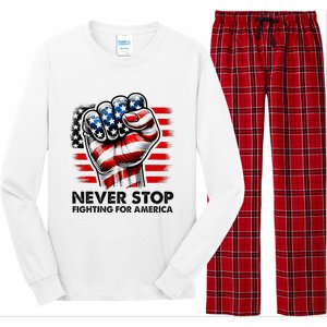 Never Stop Fighting For America Trump Stronger Long Sleeve Pajama Set