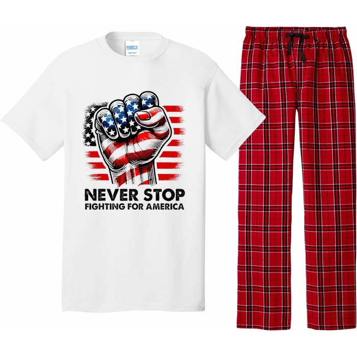 Never Stop Fighting For America Trump Stronger Pajama Set