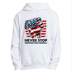 Never Stop Fighting For America Trump Stronger Urban Pullover Hoodie