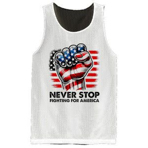 Never Stop Fighting For America Trump Stronger Mesh Reversible Basketball Jersey Tank