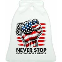 Never Stop Fighting For America Trump Stronger Ceramic Bell Ornament