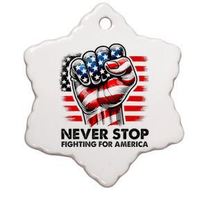 Never Stop Fighting For America Trump Stronger Ceramic Star Ornament