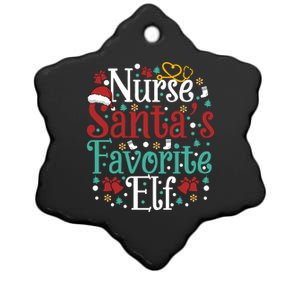 Nurse SantaS Favorite Elf Funny Christmas Nursing School Gift Ceramic Star Ornament