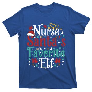 Nurse SantaS Favorite Elf Funny Christmas Nursing School Gift T-Shirt