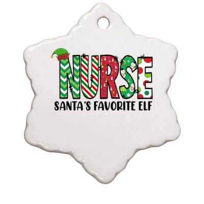 Nurse SantaS Favorite Elf Funny Nurse Merry Christmas Gift Ceramic Star Ornament