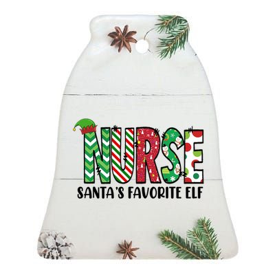 Nurse SantaS Favorite Elf Funny Nurse Merry Christmas Gift Ceramic Bell Ornament