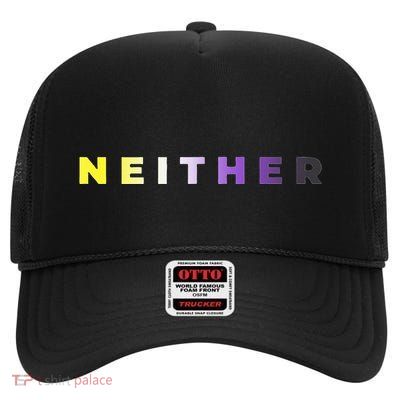 Neither Subtle Flag Enby High Crown Mesh Back Trucker Hat