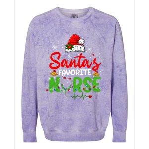 Nurse Santas Favorite Nurse Funny Christmas Funny Gift Colorblast Crewneck Sweatshirt