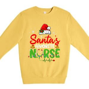 Nurse Santas Favorite Nurse Funny Christmas Funny Gift Premium Crewneck Sweatshirt