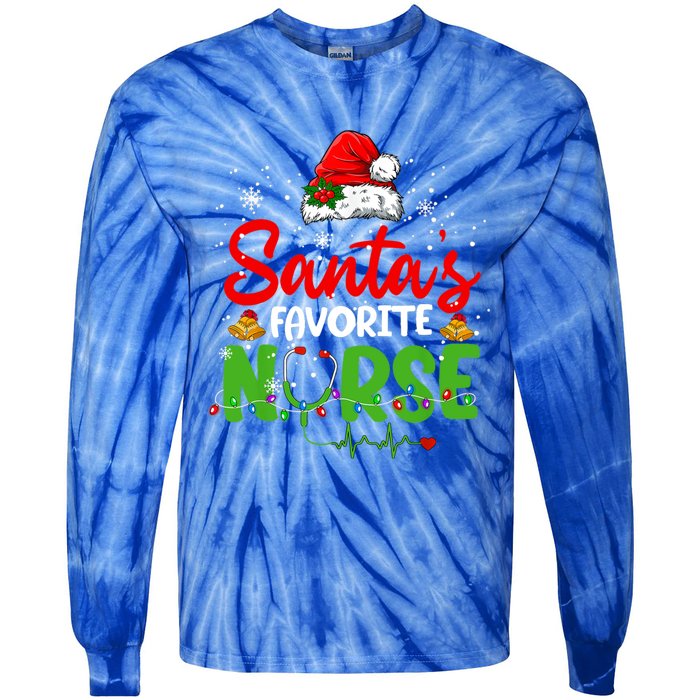 Nurse Santas Favorite Nurse Funny Christmas Funny Gift Tie-Dye Long Sleeve Shirt