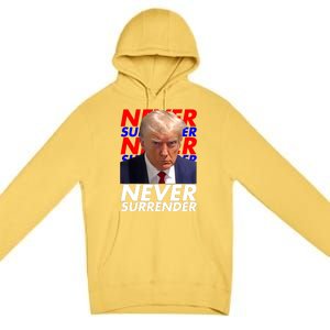 Never Surrender Fingerprint USA President Donald Trump 2024 Gift Premium Pullover Hoodie