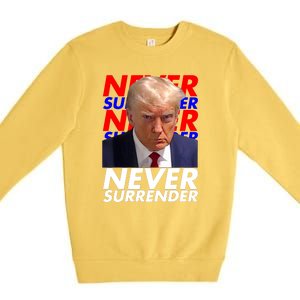 Never Surrender Fingerprint USA President Donald Trump 2024 Gift Premium Crewneck Sweatshirt