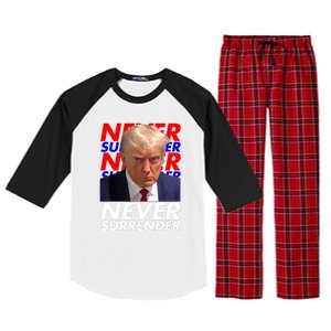 Never Surrender Fingerprint USA President Donald Trump 2024 Gift Raglan Sleeve Pajama Set