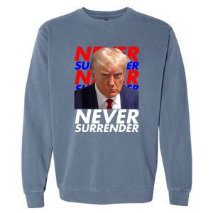 Never Surrender Fingerprint USA President Donald Trump 2024 Gift Garment-Dyed Sweatshirt