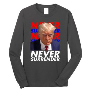 Never Surrender Fingerprint USA President Donald Trump 2024 Gift Long Sleeve Shirt