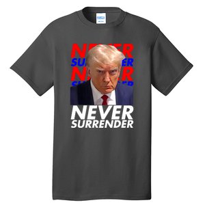 Never Surrender Fingerprint USA President Donald Trump 2024 Gift Tall T-Shirt