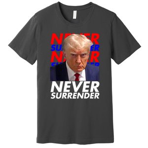 Never Surrender Fingerprint USA President Donald Trump 2024 Gift Premium T-Shirt