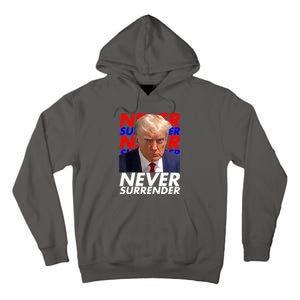 Never Surrender Fingerprint USA President Donald Trump 2024 Gift Tall Hoodie