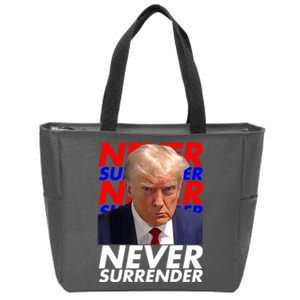 Never Surrender Fingerprint USA President Donald Trump 2024 Gift Zip Tote Bag