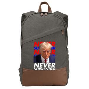 Never Surrender Fingerprint USA President Donald Trump 2024 Gift Cotton Canvas Backpack