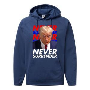 Never Surrender Fingerprint USA President Donald Trump 2024 Gift Performance Fleece Hoodie