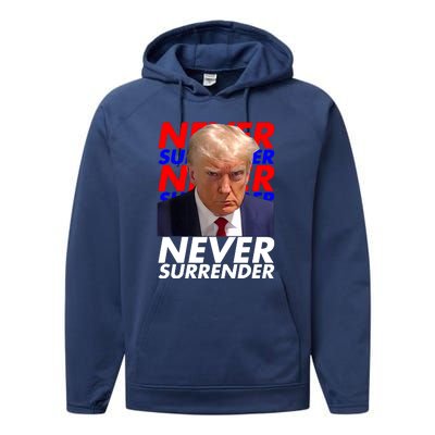 Never Surrender Fingerprint USA President Donald Trump 2024 Gift Performance Fleece Hoodie