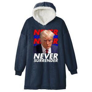 Never Surrender Fingerprint USA President Donald Trump 2024 Gift Hooded Wearable Blanket