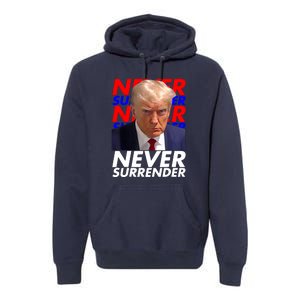 Never Surrender Fingerprint USA President Donald Trump 2024 Gift Premium Hoodie