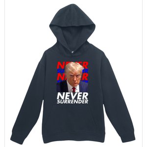 Never Surrender Fingerprint USA President Donald Trump 2024 Gift Urban Pullover Hoodie