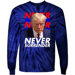 Never Surrender Fingerprint USA President Donald Trump 2024 Gift Tie-Dye Long Sleeve Shirt