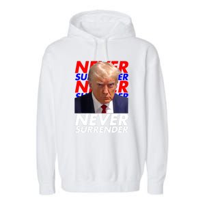 Never Surrender Fingerprint USA President Donald Trump 2024 Gift Garment-Dyed Fleece Hoodie