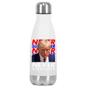 Never Surrender Fingerprint USA President Donald Trump 2024 Gift Stainless Steel Insulated Water Bottle