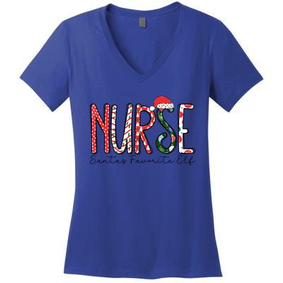 Nurse SantaS Favorite Elf Nurses Xmas Pajamas Pjs Cool Gift Women's V-Neck T-Shirt