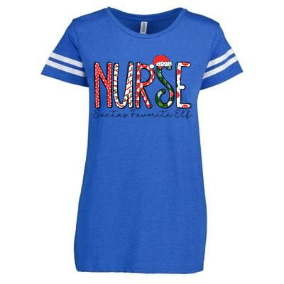 Nurse SantaS Favorite Elf Nurses Xmas Pajamas Pjs Cool Gift Enza Ladies Jersey Football T-Shirt