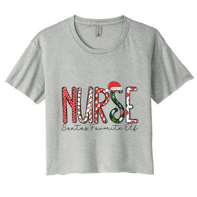 Nurse SantaS Favorite Elf Nurses Xmas Pajamas Pjs Cool Gift Women's Crop Top Tee