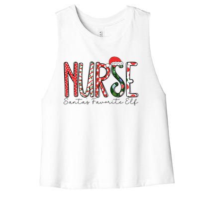 Nurse SantaS Favorite Elf Nurses Xmas Pajamas Pjs Cool Gift Women's Racerback Cropped Tank