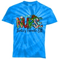 Nurse SantaS Favorite Elf Nurses Xmas Pajamas Pjs Cool Gift Kids Tie-Dye T-Shirt